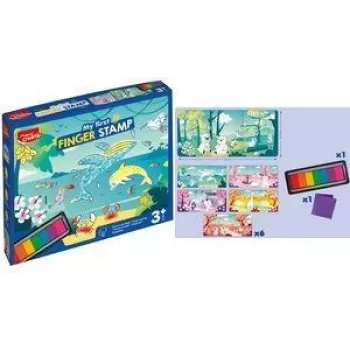 Maped Creativ My First Finger Stamping Set, 8 Pieces, Ink Pad with 7 Finger Paints, Ages 3+ 906903