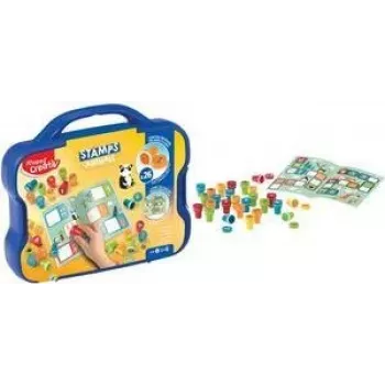 Set de ștampile cu motive animale Maped Creativ, auto-înmuietoare, 15 ștampile, cutie din plastic 907090