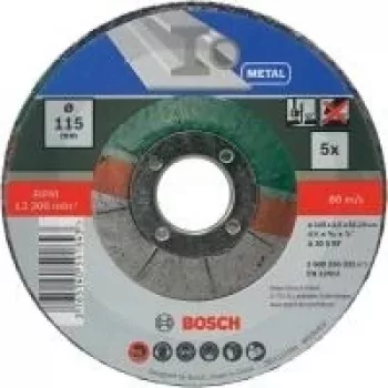 Disc de tăiere Bosch A 30 S BF, 115 mm x 1,0 mm x 22,23 mm, centru adâncit, 5 bucăți 2609256332