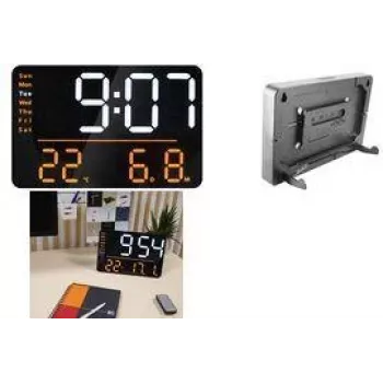 Ceas de perete digital LED multifuncțional UNILUX NUMI, negru cu telecomandă, reglaj de luminozitate în 10 trepte, alarmă 400202319