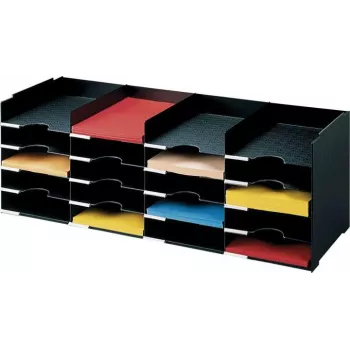 Stație de sortare formulare cu 20 de compartimente PAPERFLOW, polistiren negru, cu etichete și suporturi pentru etichete (541.01)