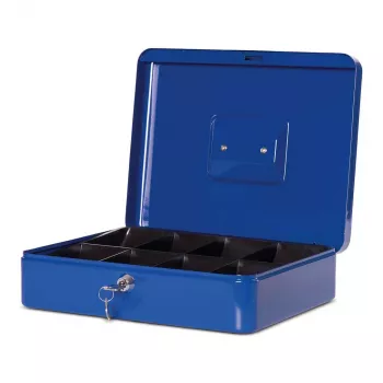 Casetă de bani MAUL mărimea 4 albastră 300x245x90 mm oțel cu tavă pentru monede și încuietoare cu cilindru 56114-37