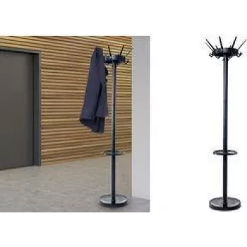 Cuier MAULcaligo, negru, 8 cârlige, cap rotativ, suport pentru umbrele 94080