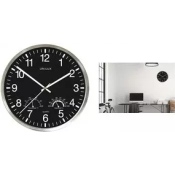 Ceas de perete UNILUX WETTY 300 mm negru cu termometru și higrometru 400140807