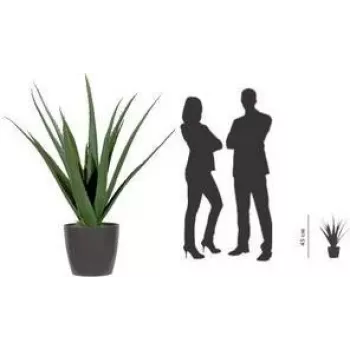 Plantă artificială de aloe vera PAPERFLOW, 450 mm, frunze din polietilenă, tulpină din plastic, verde, 1 buc. (PAALOE45)