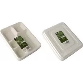 Tăvițe de meniu PAPSTAR pure din trestie de zahăr, 5 compartimente, 22 x 28,2 cm, alb, 25 bucăți (89882)