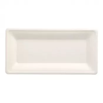 Farfurie PAPSTAR pure din trestie de zahăr, dreptunghiulară, 130 x 260 mm, 50 bucăți, compostabilă, potrivită pentru microunde 89746