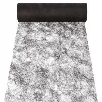 Bandă decorativă de masă PAPSTAR Sizoflor, 25 m x 30 cm, rezistentă la apă, 75% poliester / 25% poliamidă, neagră (37060)