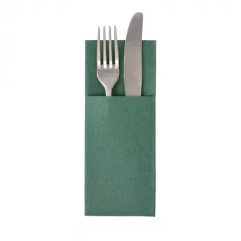 Plic pentru șervețele PAPSTAR ROYAL Collection, verde închis, șervețel premium textil, prepliat cu buzunar pentru tacâmuri, 40 x 40 cm, 50 bucăți 37334
