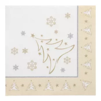 Șervețele cu motiv de Crăciun PAPSTAR X-Mas Elegance Gold, tissue, 4 straturi, pliere 1/4, 400 x 400 mm, 1 bucată (87104)