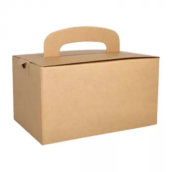Cutie de prânz PAPSTAR pure cu mâner de transport, carton maro, 424 g/m², pliabilă, 1 bucată 88980