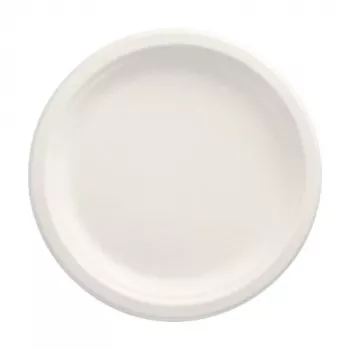 Farfurie PAPSTAR pure din trestie de zahăr rotundă 230 mm pachet de 12 compostabilă potrivită pentru microunde 89748