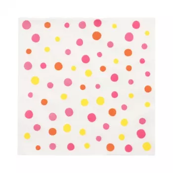 Șervețele de hârtie PAPSTAR Colorful Dots, 330 x 330 mm, roz, 3 straturi, pliare 1/4, 20 șervețele 88346