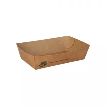 Tăvițe pentru cartofi prăjiți PAPSTAR pure 100% Fair, medii, 8,5 x 13,5 cm, carton din fibre proaspete, maro, 80 bucăți (87243)