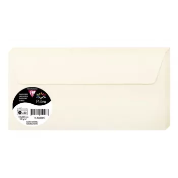 Pollen by Clairefontaine Plic DL, alb natural 120 g/m², 110 x 220 mm, pH neutru, fără acid, 1 bucată (56030C)