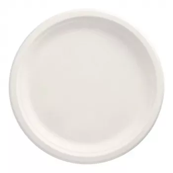 Farfurie din trestie de zahăr PAPSTAR pure, rotundă, 260 mm, 50 bucăți, compostabilă, potrivită pentru microunde (89738)