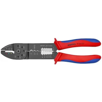 Clește de sertizat KNIPEX 97 49 25 pentru papuci izolați și conectori, sertizare trapezoidală, 0,5–6,0 mm² (20–10 AWG), negru cu mânere multicomponent