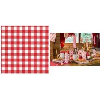 Șervețele din tissue PAPSTAR Vichy în carouri roșu/alb, 1 strat, 330 x 330 mm, pliare 1/4, 250 per pachet 88762