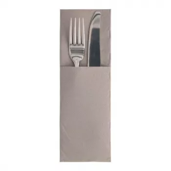 Plic pentru șervețele PAPSTAR ROYAL Collection, gri, 40 x 40 cm, airlaid 1 strat, prepliat cu buzunar pentru tacâmuri, 50 bucăți 89417