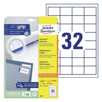 Etichete universale AVERY 48,3 x 33,8 mm, albe, cu tehnologie UltraGrip (pachet de 480) 4789