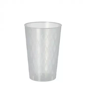 Pahar reutilizabil PAPSTAR, 0,25 L, translucid, pachet de 40, diametru 70 mm, înălțime 105 mm, rezistent la mașina de spălat vase (89820)