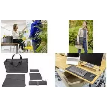 Geantă desk sharing SIGEL BAB11 Classic L, gri închis, set de 5 piese