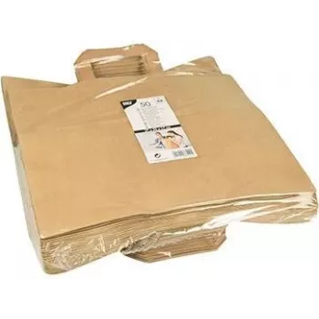 Pungă de transport din hârtie PAPSTAR, 320 x 170 x 270 mm, hârtie kraft maro, 70 g/m², capacitate de 5 kg, cu mâner - 1 bucată (86449)