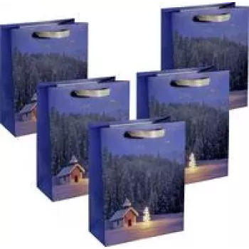 Pungi mari cadou SIGEL GT115 Christmas Chapel, 26 x 33 cm, pachet de 5