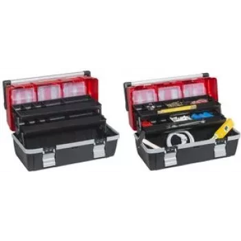 allit McPlus Alu C 22 Tool Case, Polypropylene, Red/Black, 2 Cantilever Trays 457021