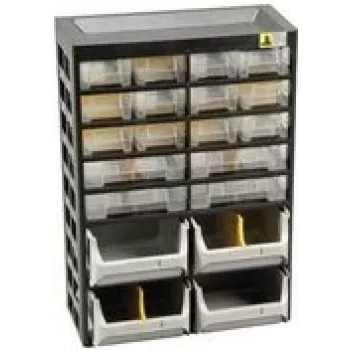 Allit VarioPlus Basic 34 Small Parts Magazine, 20 Drawers, Plastic, Grey, 305 x 170 x 435 mm 458160
