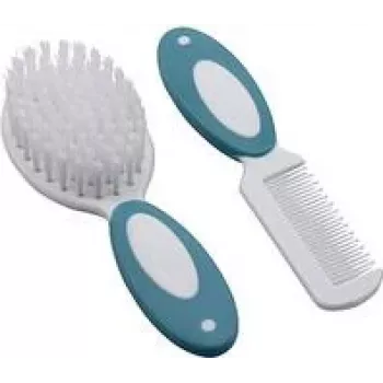 Set perie și pieptene pentru păr de bebeluș Olympia H+H BS 868 - peri naturali, extra moi, alb 98374