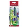 Set de scriere Faber-Castell Dino Jumbo, verde, 3 creioane, mină 3 mm, ergonomic triunghiular, rezistent la rupere, de la 3 ani 111529
