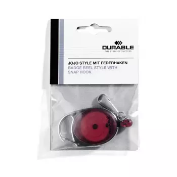 Suport de legitimație retractabil DURABLE Jojo STYLE cu cârlig cu arc 832703, roșu