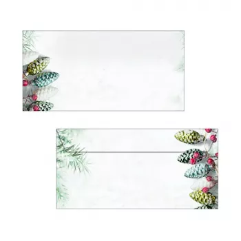 Plic SIGEL DU177 Christmas Garland, DIN long (DL, 110 x 220 mm), fără fereastră, alb/verde, 90 g/m², 50 buc.