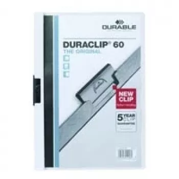 Mapă cu clemă DURABLE DURACLIP 60 A4, transparentă (pachet de 25) 223802