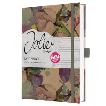 Caiet SIGEL Jolie Pure Cottonflowers A5 cu linii, copertă rigidă, 176 pagini, alb 100gsm JN855