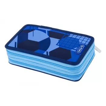 Penar dublu HERLITZ Blue Goal, 23 piese, 2 compartimente, fermoar, interior colorat 400205859