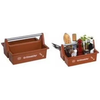 allit McPlus Carry Grillmeister Carrying Case Brown with Aluminum Handle, 2 Large Compartments 8500908000