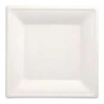Farfurie pătrată din trestie de zahăr PAPSTAR Pure, 260 x 260 mm, 50 bucăți, compostabilă, potrivită pentru microunde 89745