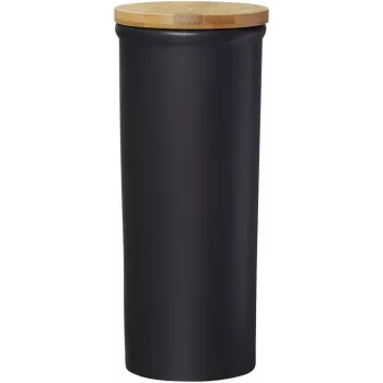 Borcan de depozitare Ritzenhoff & Breker Jasper 1,6 L, gresie ceramică cu capac de bambus, negru, 415322