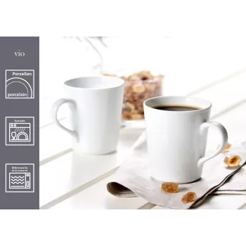 Căni de cafea Ritzenhoff & Breker VIO 300 ml, alb, porțelan, set de 6, 423501
