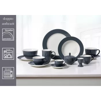 Farfurie de supă Ritzenhoff & Breker Doppio antracit 220 mm porțelan, set de 6 430219