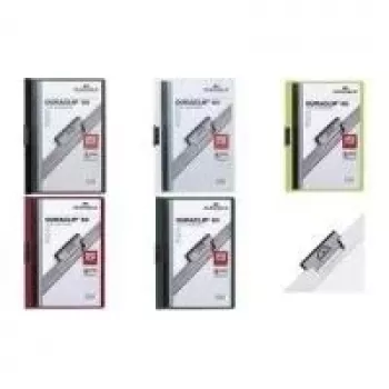Mapă cu clemă DURABLE DURACLIP ORIGINAL 60 A4 cu clemă metalică, copertă frontală transparentă, copertă posterioară neagră, pachet de 5, 2238-01