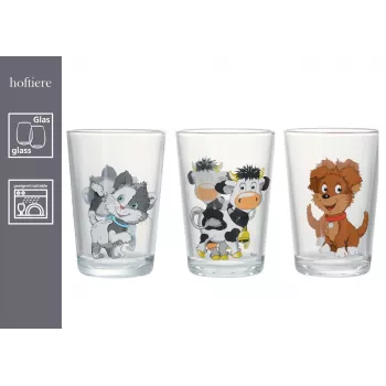 Set de 3 pahare de băut Ritzenhoff & Breker HOFTIERE animale de fermă, cu imprimeu decorativ (819243)