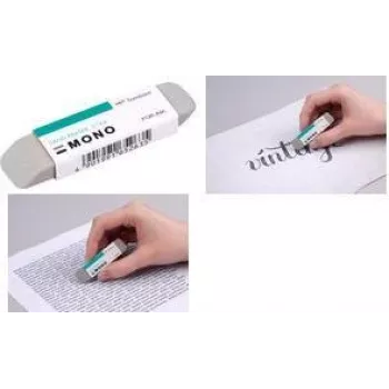 Radieră Tombow MONO Sand pentru cerneală, gri, cauciuc natural cu microparticule de nisip, 1 bucată (ES-512B)