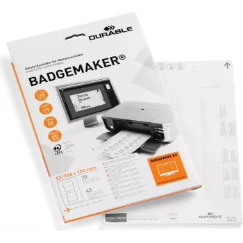 Etichete de inserare DURABLE BADGEMAKER 52 x 100 mm, albe, 100 bucăți 145802
