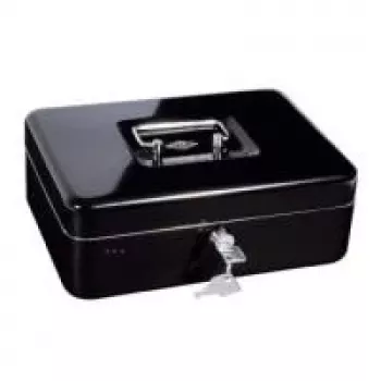 Casetă de bani din oțel WEDO 145 221H cu încuietoare cu cilindru, neagră, vopsită prin pulverizare
