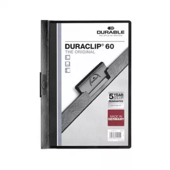 Mapă cu clemă DURABLE DURACLIP 60 A4 neagră (pachet de 25) 220901