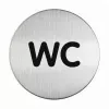 Plăcuță de ușă DURABLE PICTO WC, rotundă 83 mm, autocolantă, argintiu/negru 490723