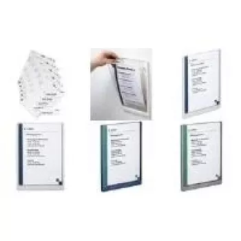 Plăcuță de ușă DURABLE CLICK SIGN A4 portret, ramă argintie, antireflex, montaj cu șuruburi 486702